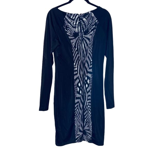 Bebe Addiction Abstract Long Sleeve Bodycon Dress Women's Size Medium - Picture 3 of 10
